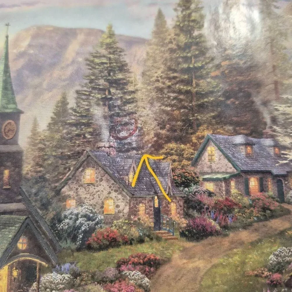 Ceaco Thomas Kinkade Sunday Morning Chapel 1000 pc Jigsaw Puzzle, Box Damaged